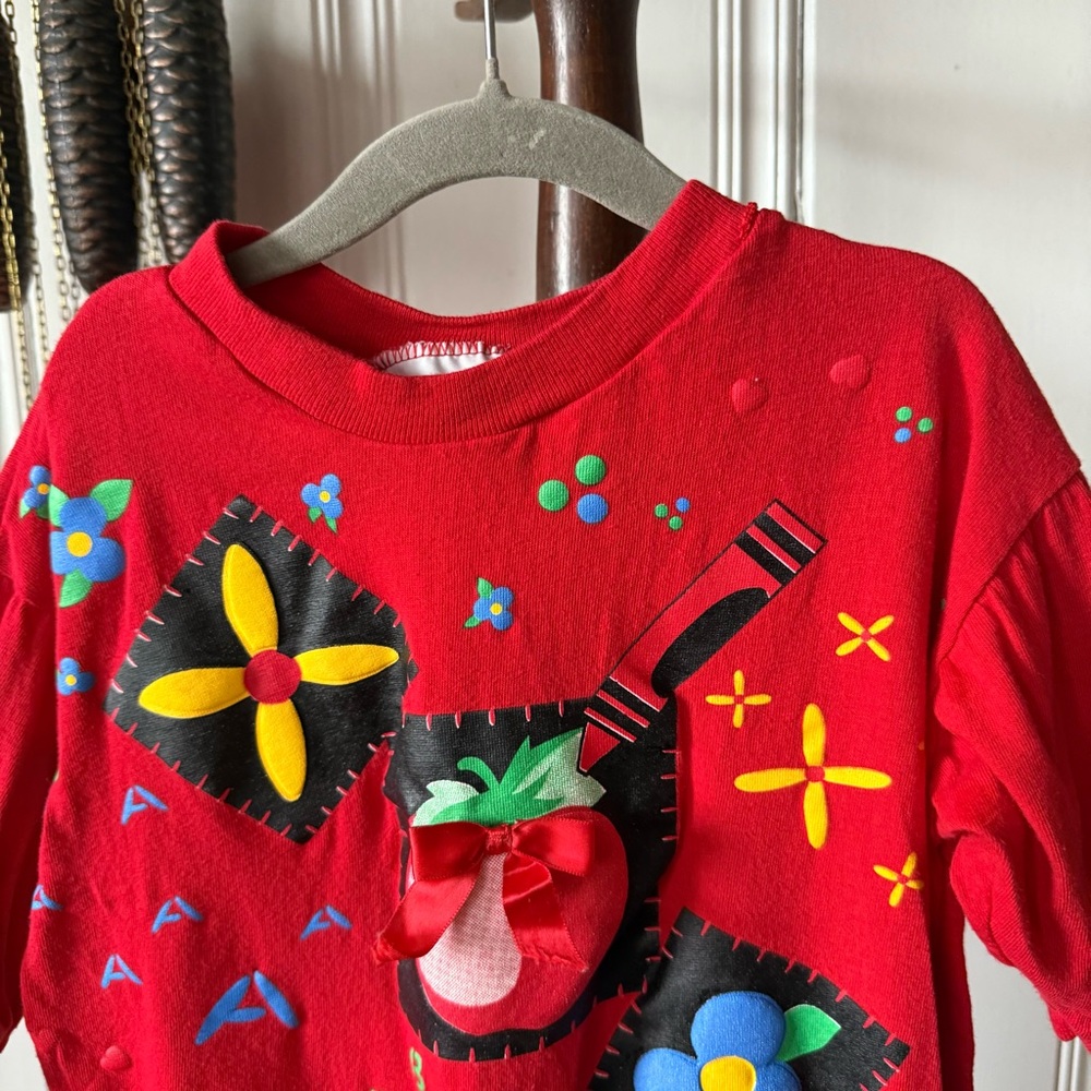 Vintage 90s ABC’s Red Romper Jumpsuit size 3t - Picture 2 of 7
